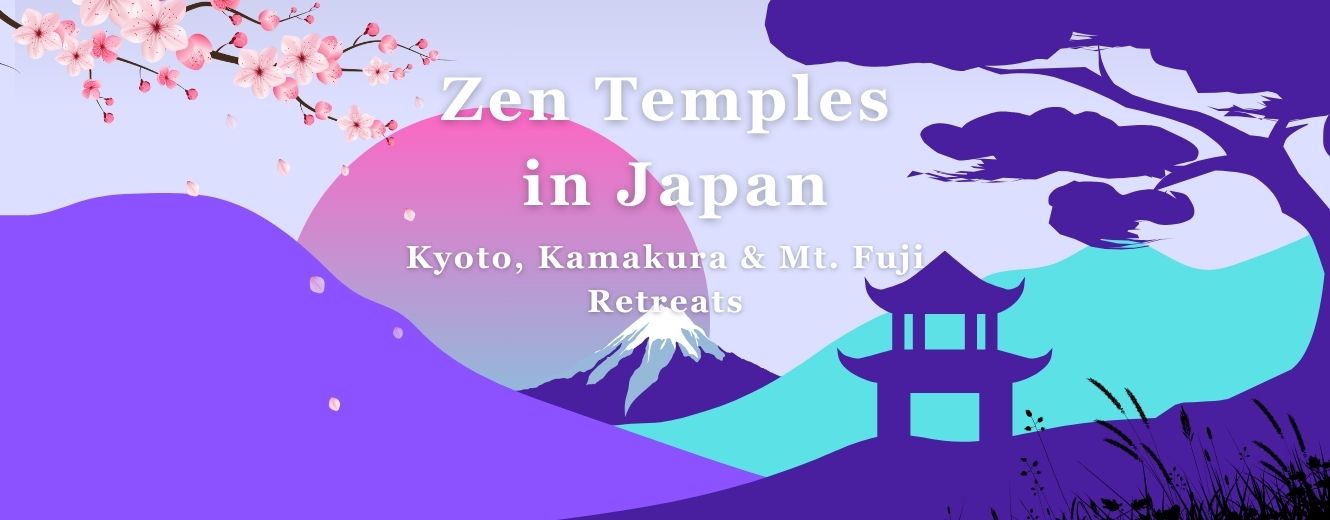 Zen temples in Japan: Kyoto and Kamakura scenery with Mt Fuji in the distance