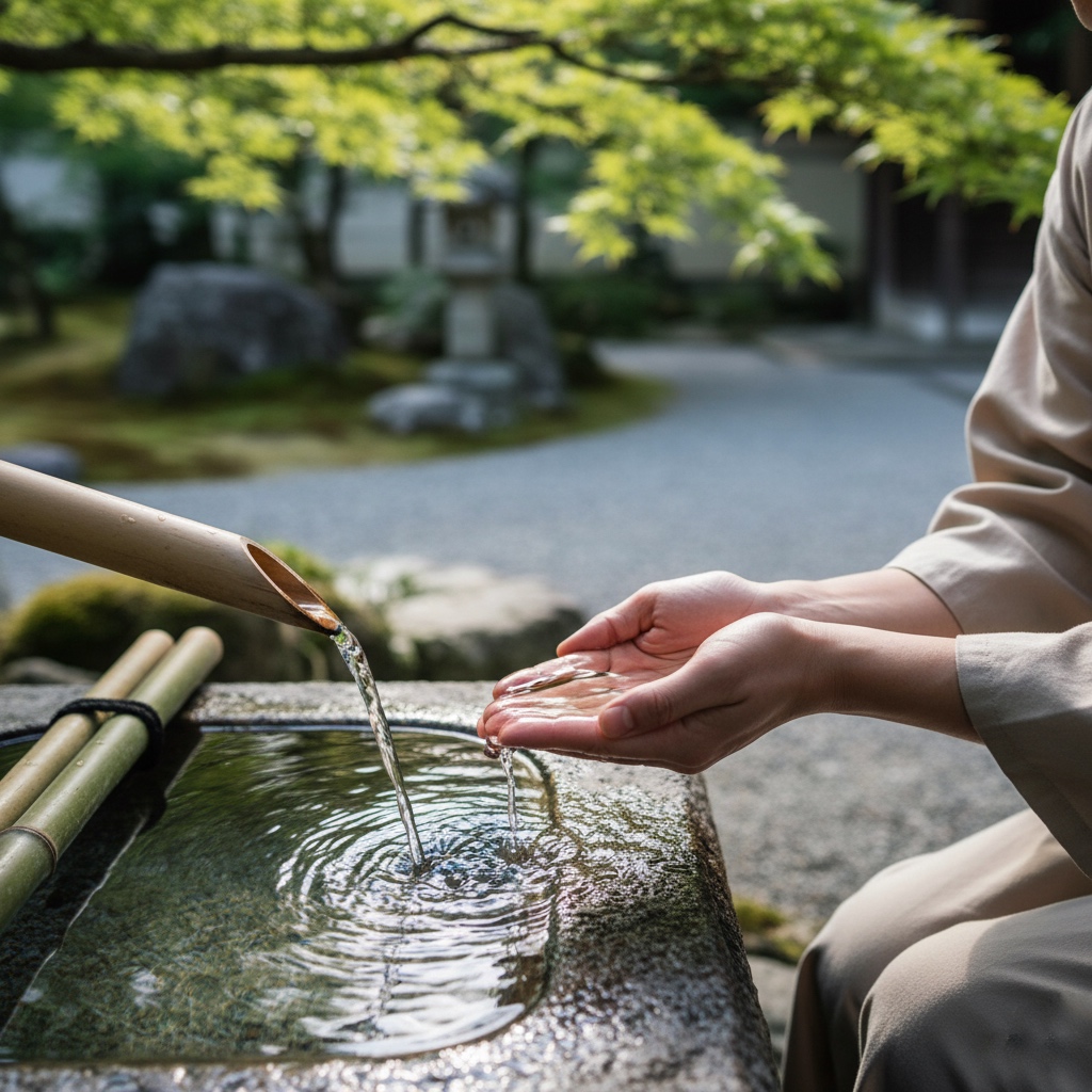 Reflection of Mt. Fuji symbolizing inner stillness and acceptance after a Buddhist retreat in Japan