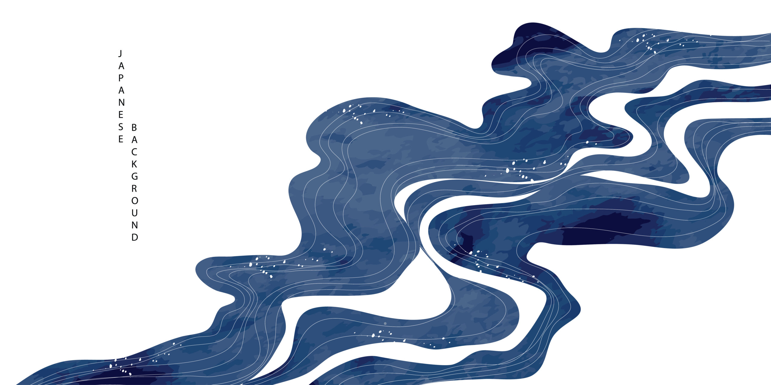 Abstract indigo wave inspired by Japanese Zen art, symbolizing the beauty of impermanence and interconnectedness
