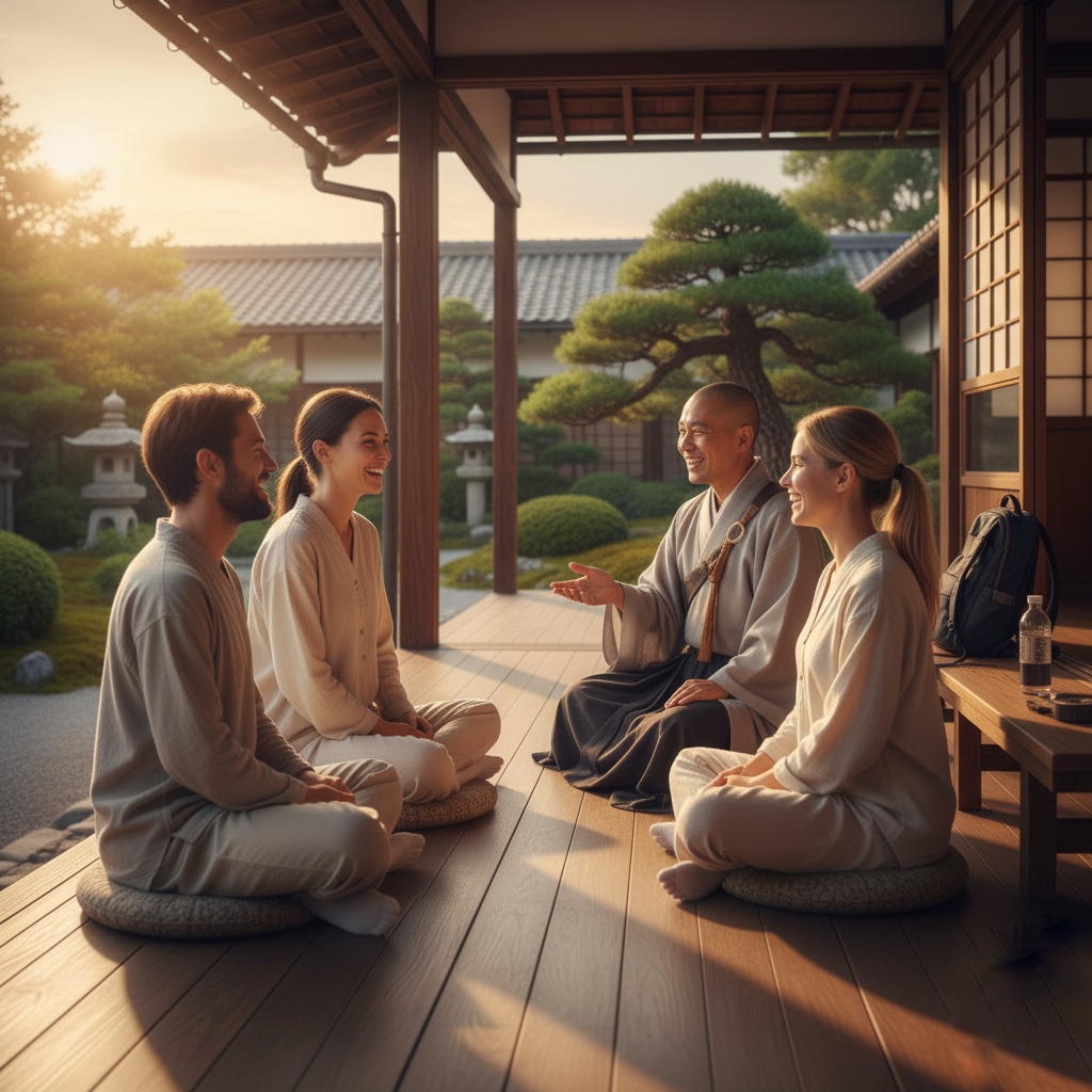 Participants asking questions about mindfulness retreat at Koun-in Temple