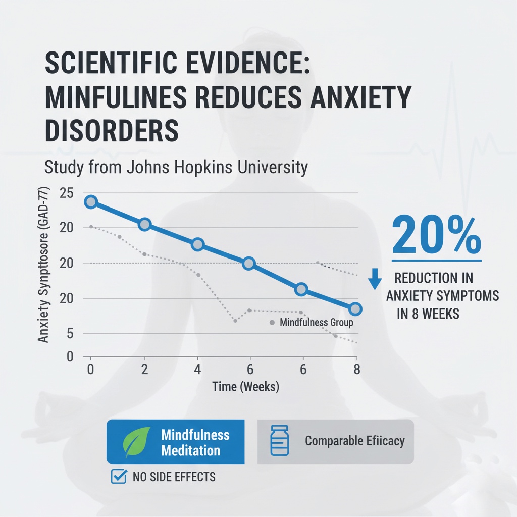 Scientific research showing mindfulness meditation reduces anxiety symptoms