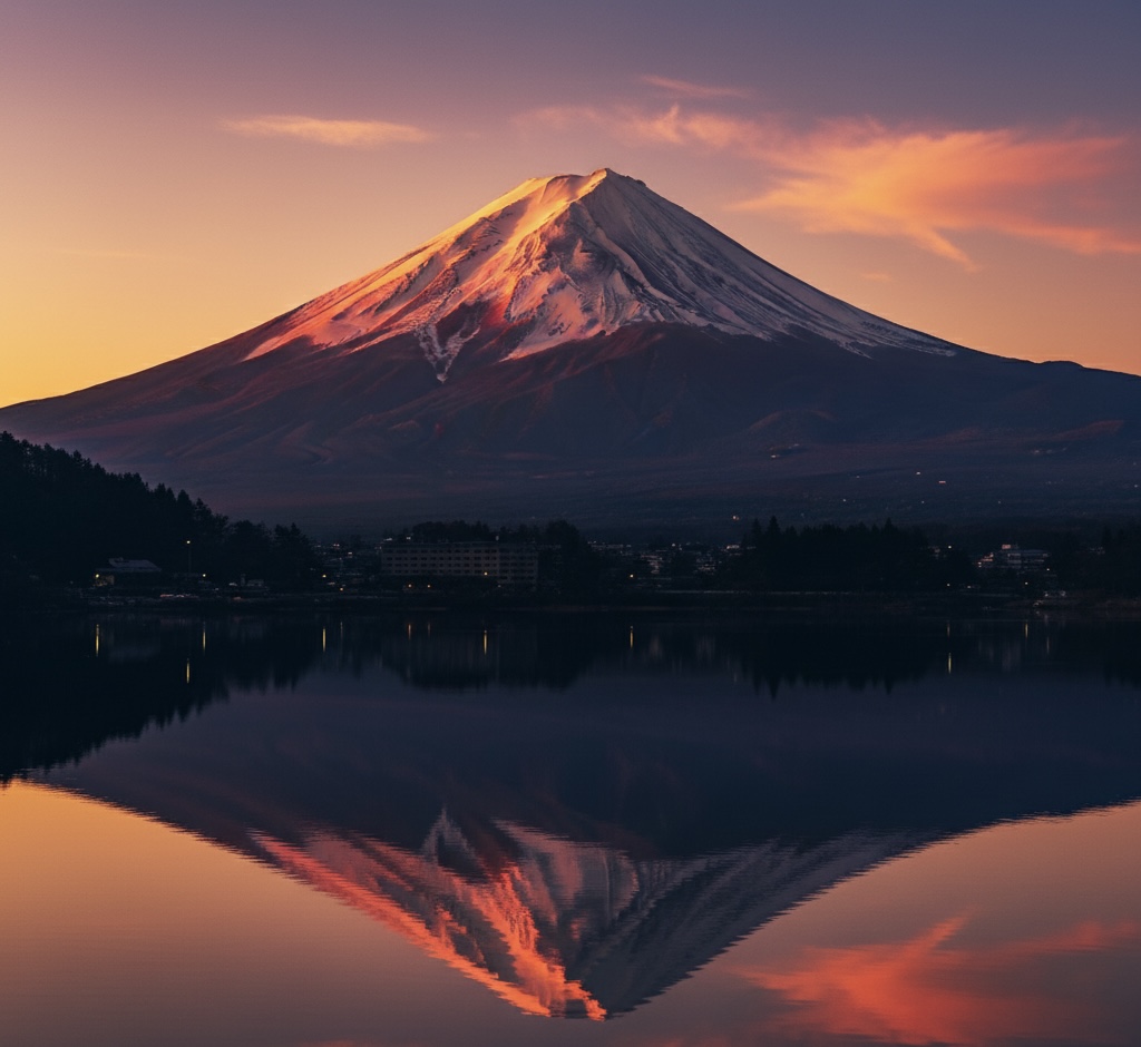Sunset view of Mt. Fuji symbolizing spiritual journey