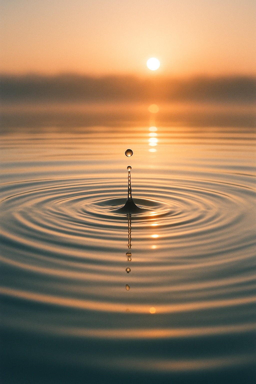 Gentle morning ripple on still water symbolizing balance and calm cultivated through daily meditation practice