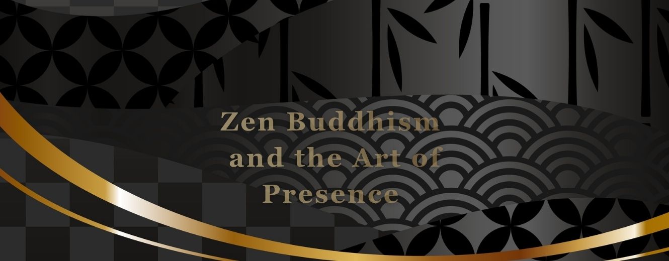 Elegant Japanese black and gold pattern symbolizing Zen Buddhism and the art of mindful presence