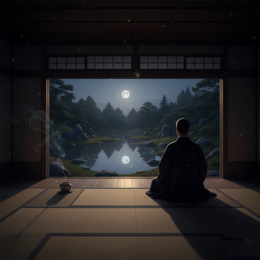 Zen silence as mindful presence: like the moon reflected on still water, truth appears when the mind is calm