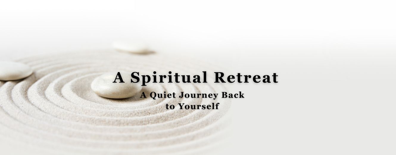 Zen garden with smooth stones and sand ripples symbolizing a spiritual retreat — a quiet journey back to yourself