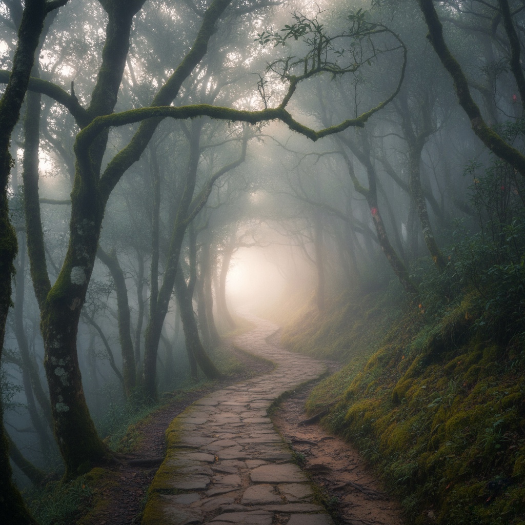 foggy mountain path symbolizing journey from knowing to seeing in Zen practice