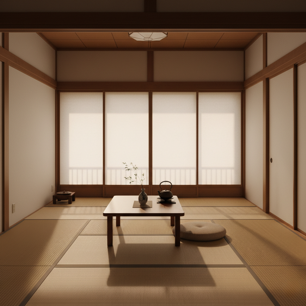 日常の中で禅習慣を取り入れることを象徴する、朝の静かな和の空間