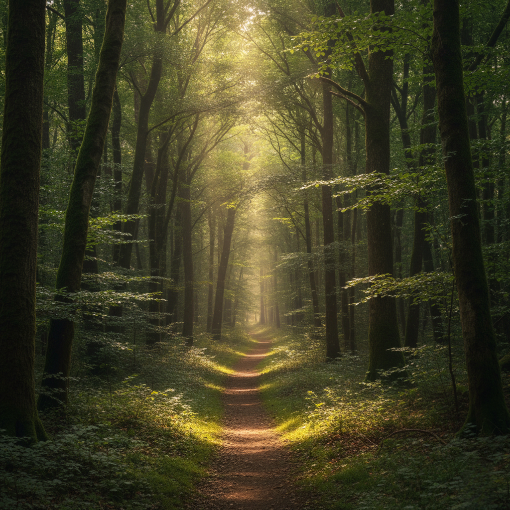静けさが気づきを生む環境を象徴する森の小径