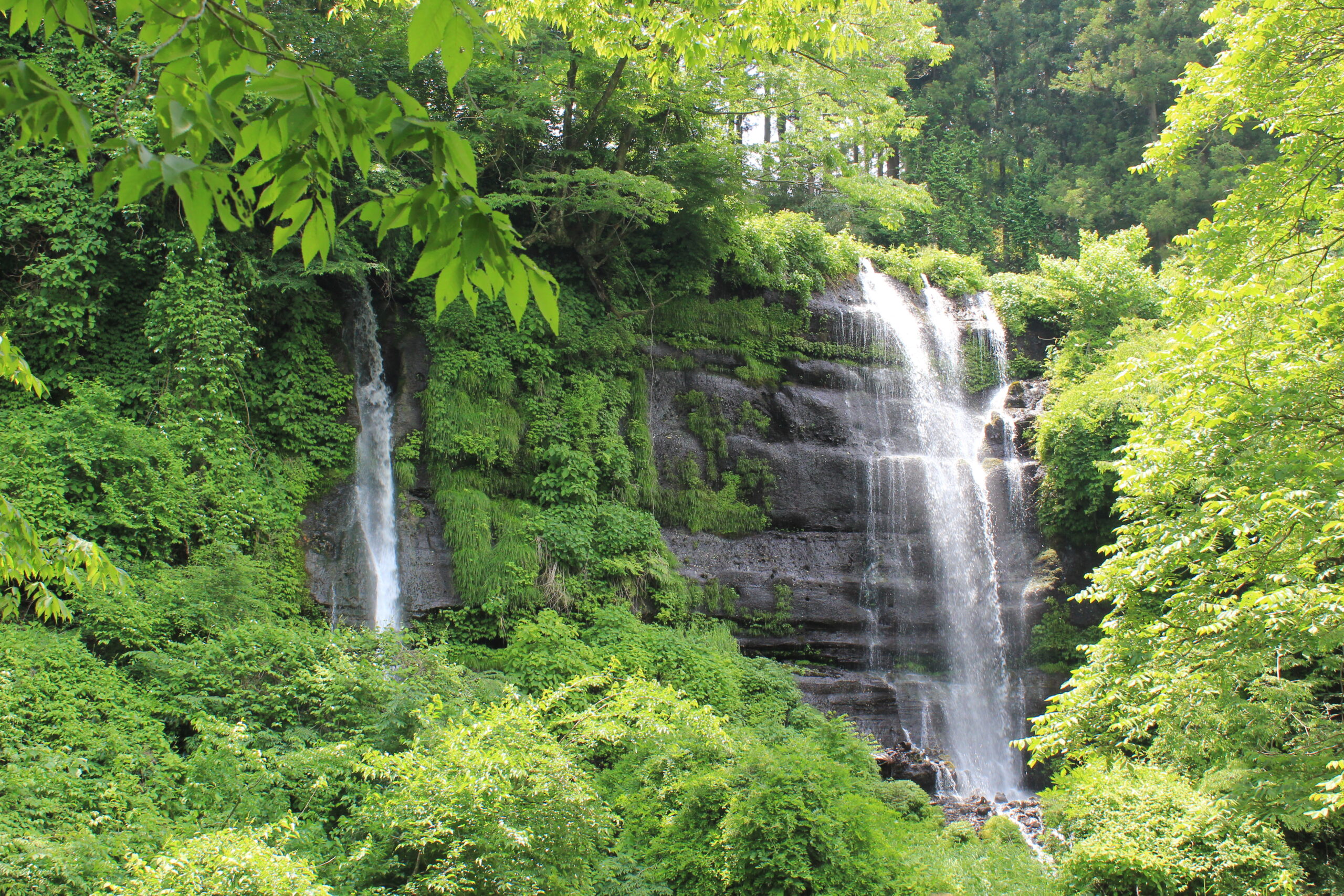 太郎・次郎滝｜富士山麓の湧水が落ちる都留市の静寂スポット